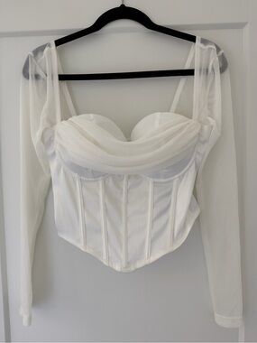Windsor White Sheer Long Sleeve Corset Top
